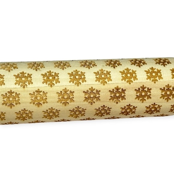 3D Engraved Christmas Wooden Rolling Pins Elk Deer Snowflake - Picture 3 of 5